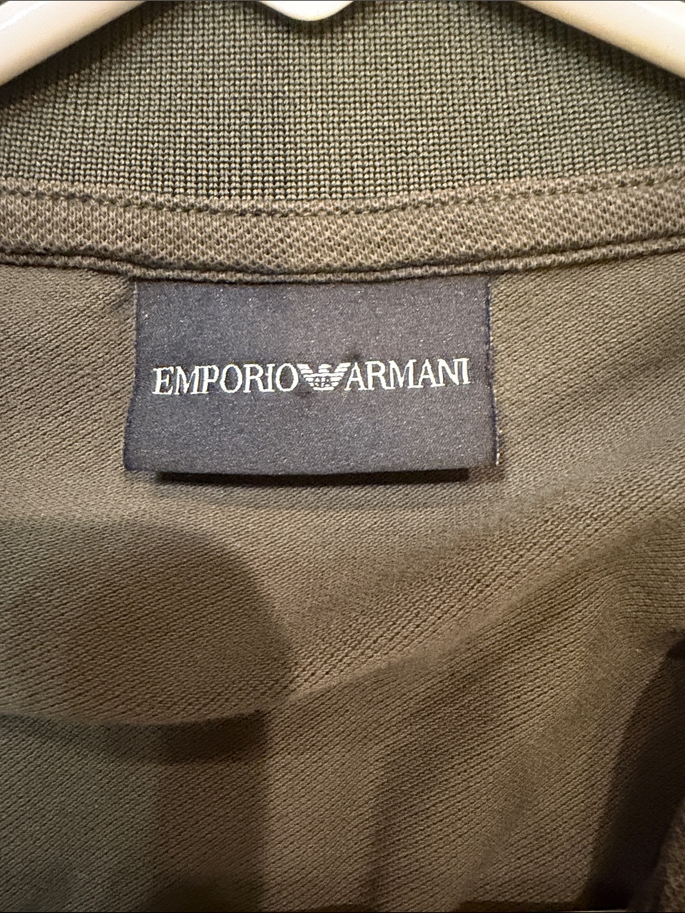 Emporio Armani Olive Polo with Navy Trim - Picture 2 of 5